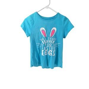 Wonder Nation Girls Blue Graphic Trade Brother East Eggs Shirt Youth Size XL